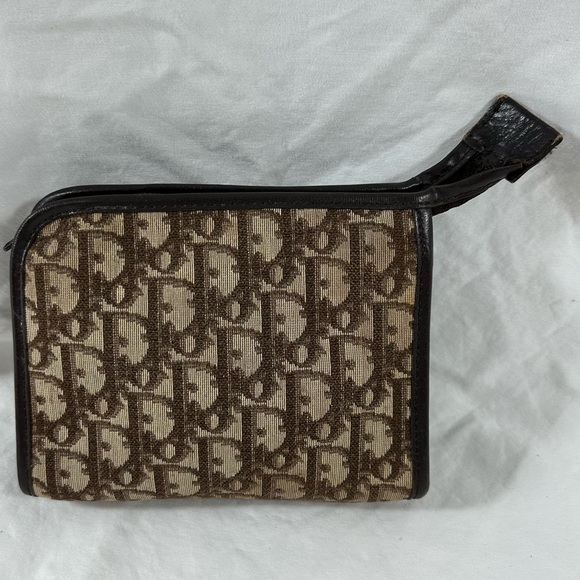 Genuine CHRISTIAN DIOR vintage brown canvas clutch with logo 70s - Picture 5 of 12